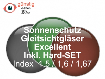 2 Sonnenschutz Gleitsichtgläser Excellent   Index 1,5 / 1,6 / 1,67 inkl. Hard- S-ET